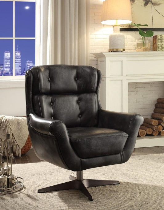 Acme Asotin Accent Chair in Vintage Black 59532 - ATL FURNITURE