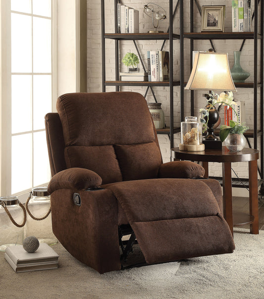 Rosia Chocolate Velvet Recliner (Motion) - ATL FURNITURE