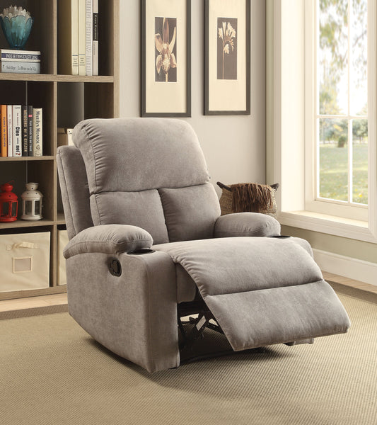 Rosia Gray Velvet Recliner (Motion) - ATL FURNITURE