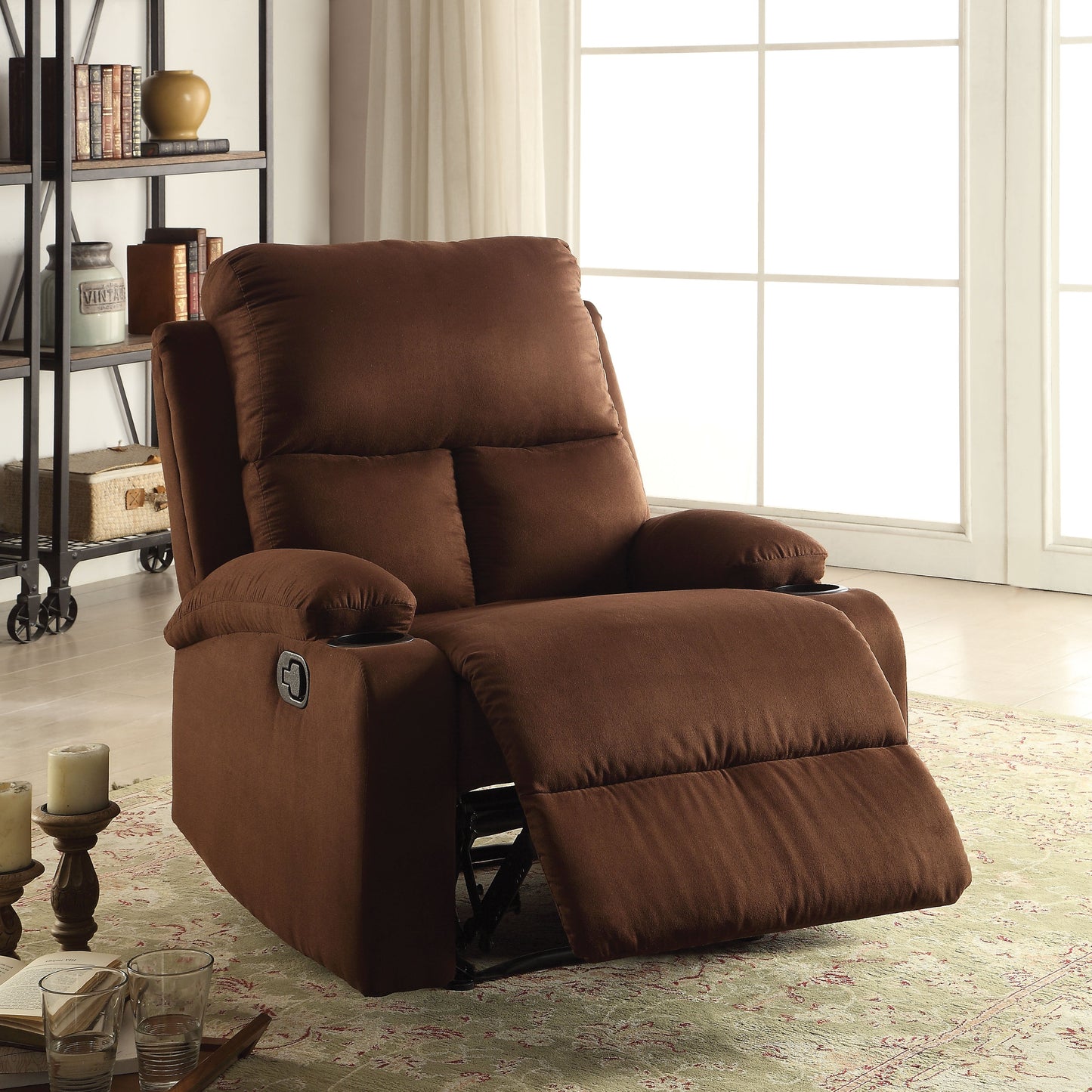 Rosia Chocolate Microfiber Recliner (Motion) - ATL FURNITURE