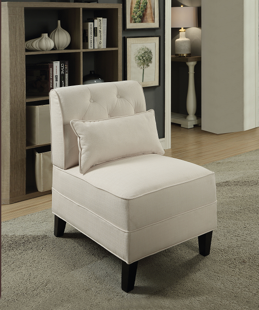 Susanna Cream Linen Accent Chair & Pillow - ATL FURNITURE