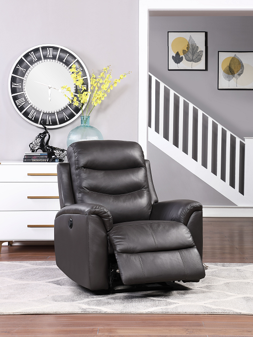 Ava Brown Top Grain Leather Match Recliner (Power Motion) - ATL FURNITURE