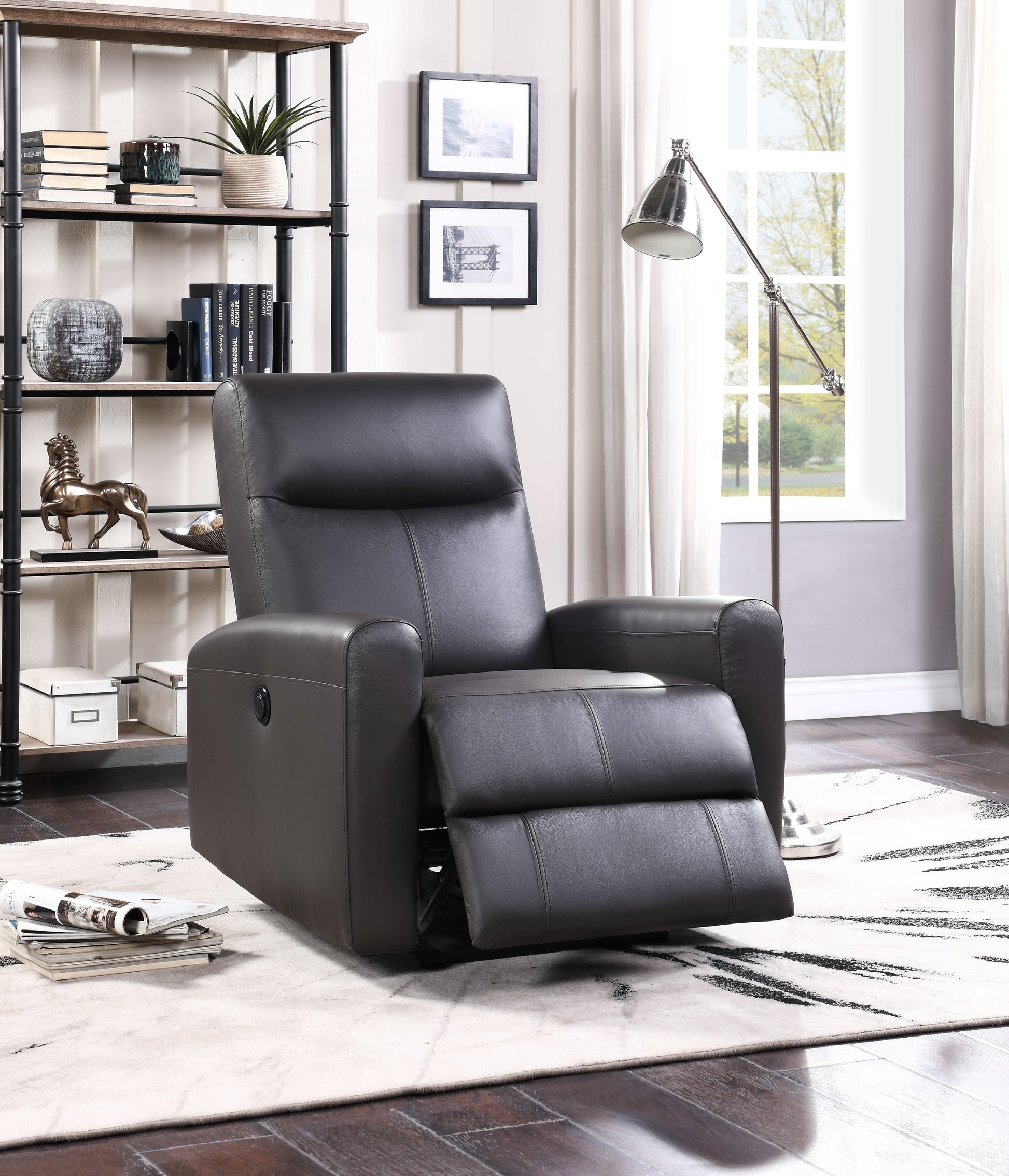 Blane Brown Top Grain Leather Match Recliner (Power Motion) - ATL FURNITURE