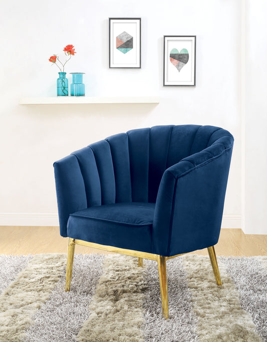 Colla Midnight Blue Velvet & Gold Accent Chair - ATL FURNITURE