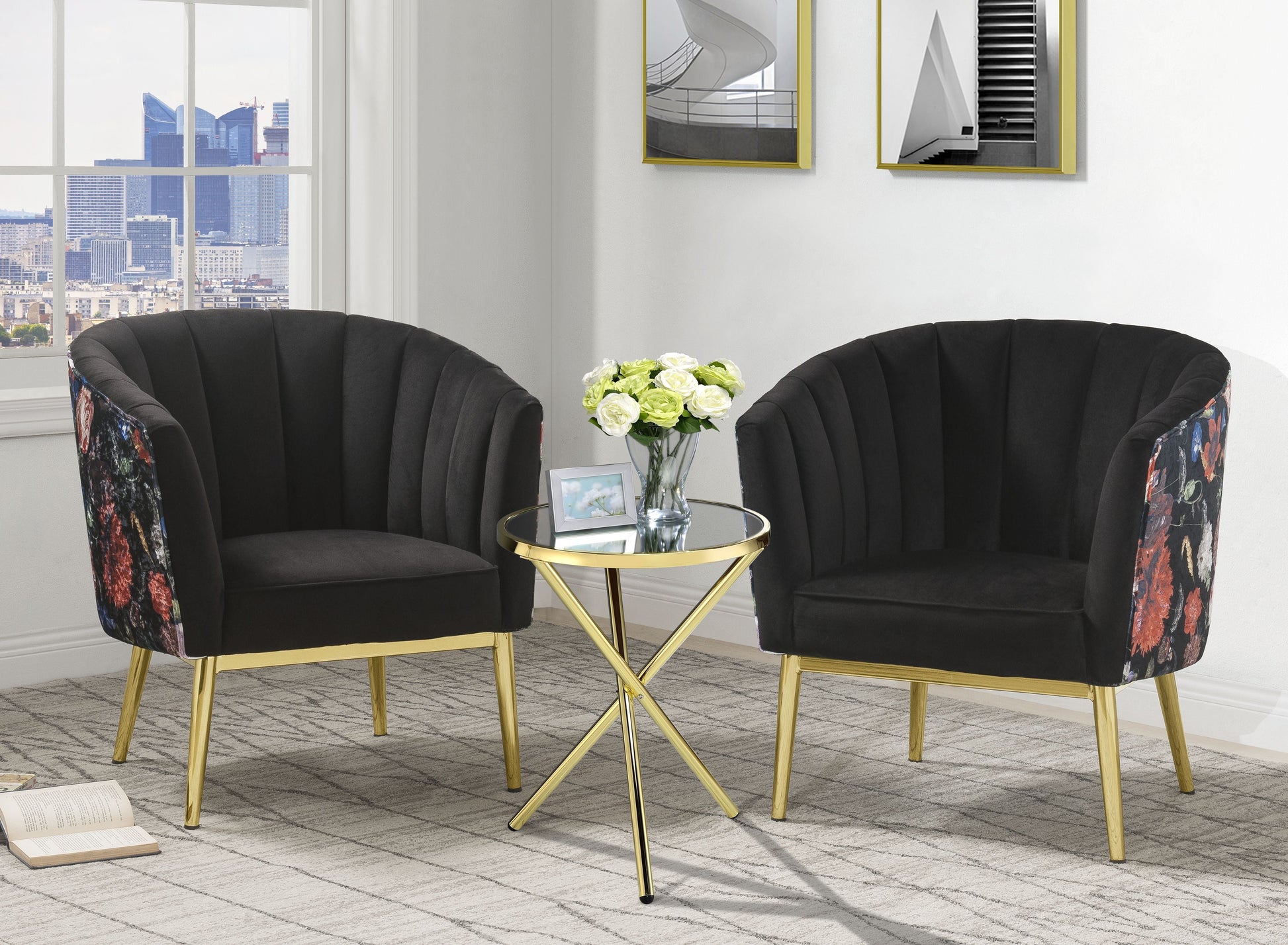 Colla Gray Velvet & Gold Accent Chair - ATL FURNITURE