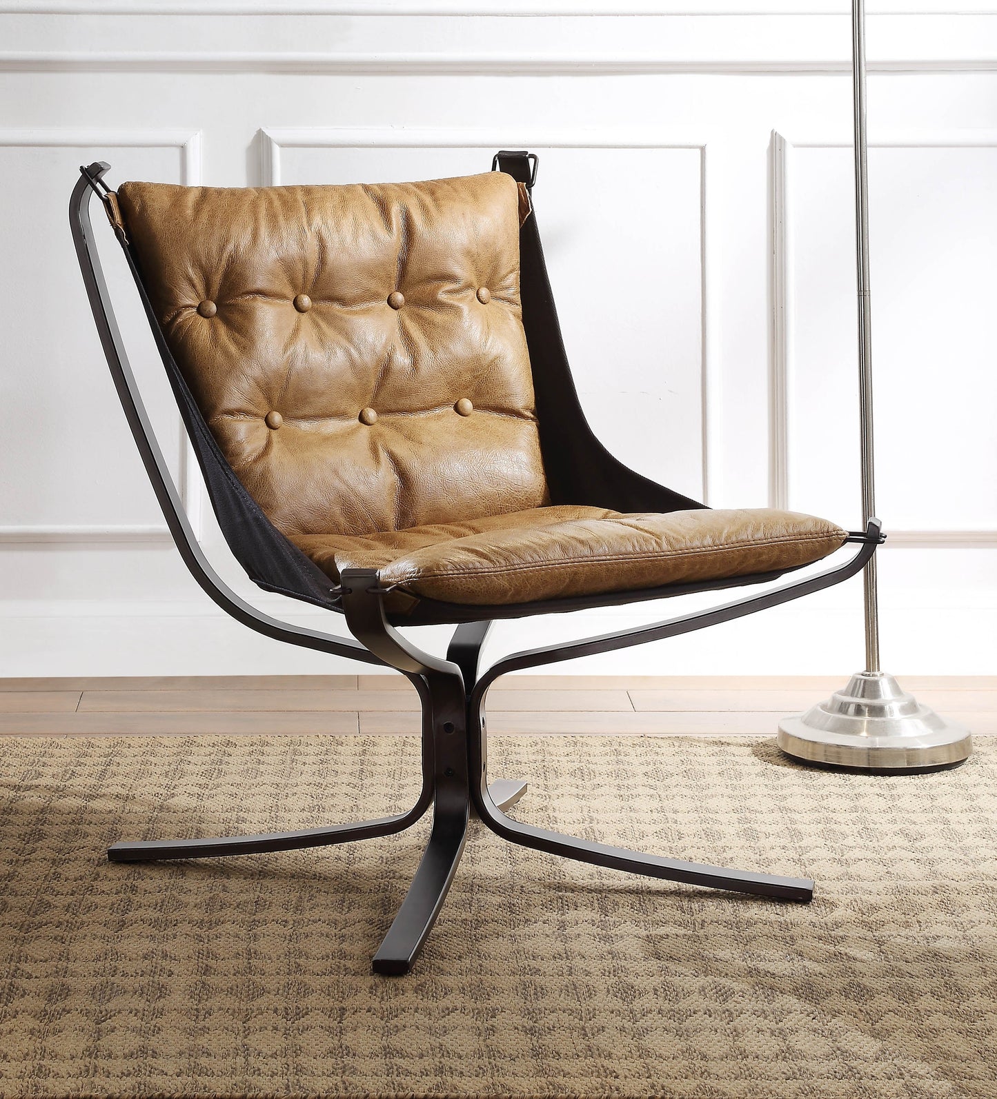 Carney Coffee Top Grain Leather Accent Chair - ATL FURNITURE