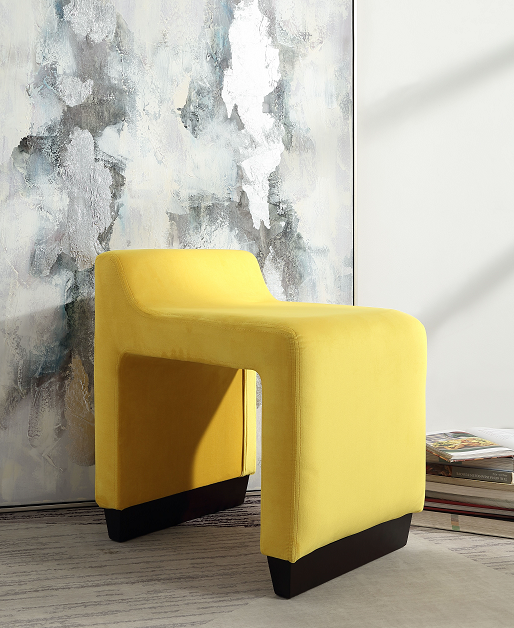 Alford Yellow Flannel Ottoman - ATL FURNITURE