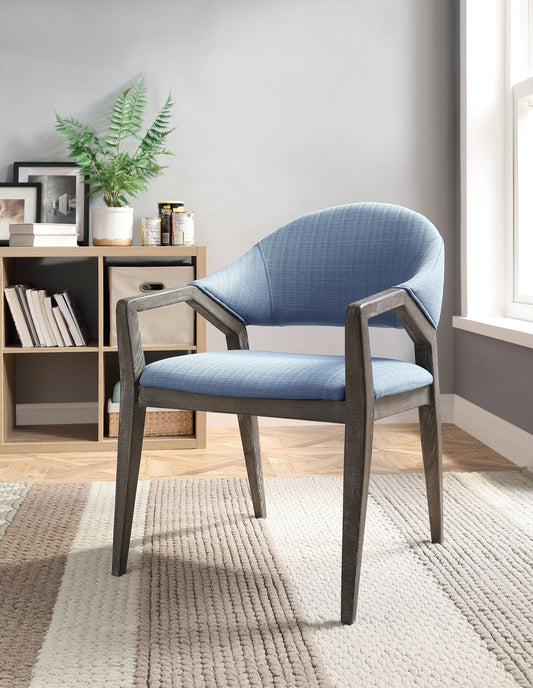 Aucilla Blue Linen Accent Chair - ATL FURNITURE