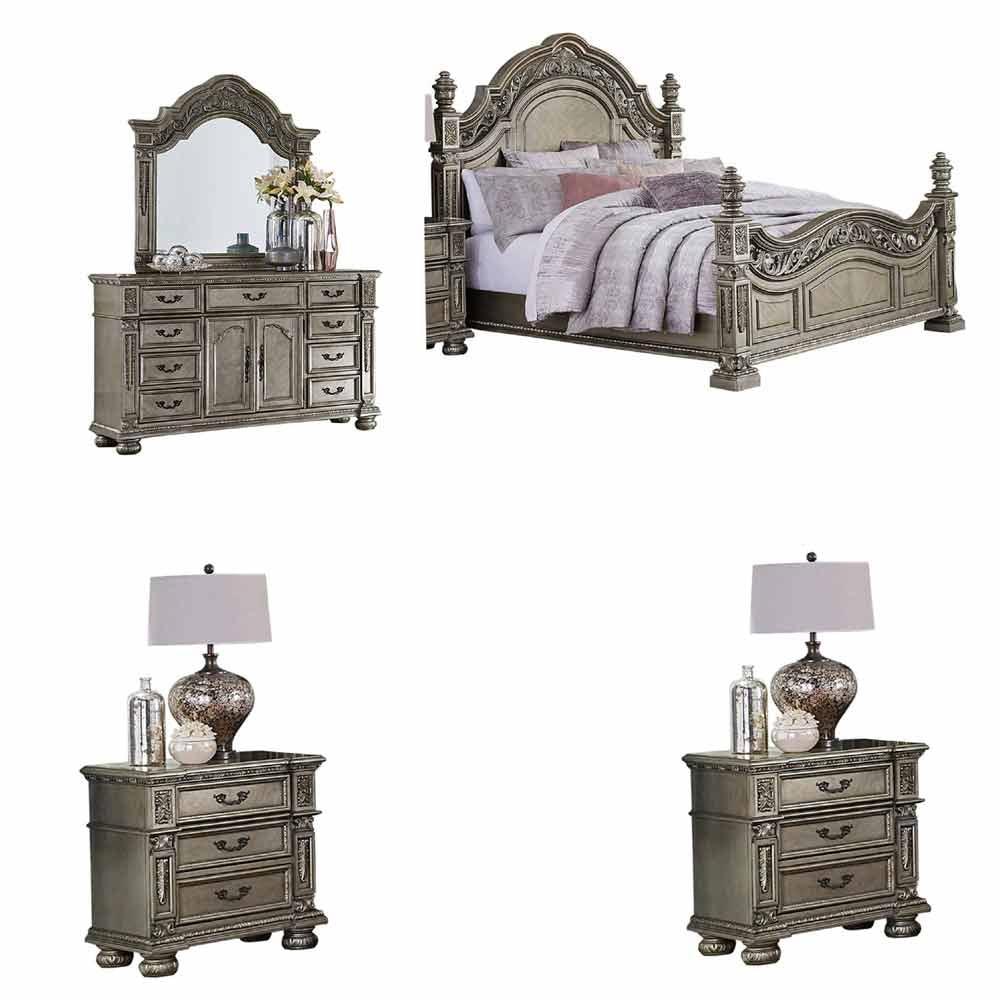 Homelegance - Catalonia 5 Piece Queen Bedroom Set In Platinum Gold - 1824Pg-1-5 - ATL FURNITURE