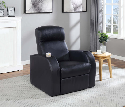 Cyrus Home Theater Black Recliner - ATL FURNITURE