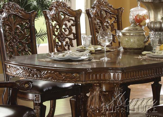 Acme Vendome Double Pedestal Dining Table in Cherry - ATL FURNITURE