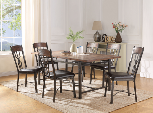 LynLee Weathered Dark Oak & Dark Bronze Dining Table - ATL FURNITURE