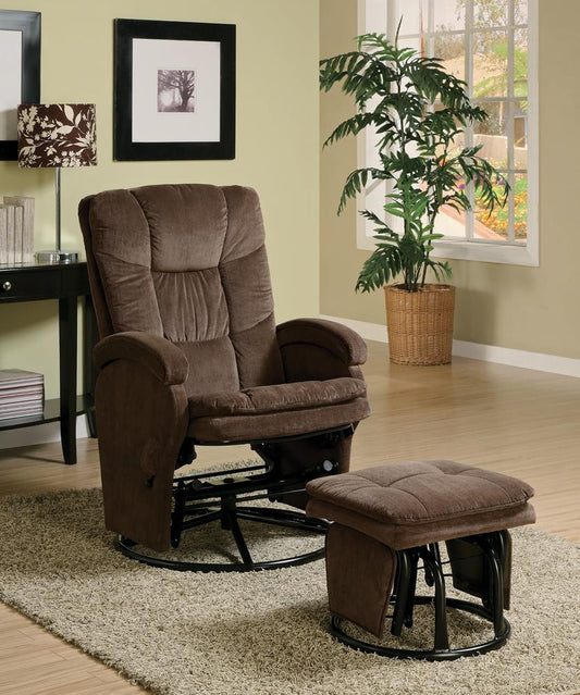 G600159 Casual Chocolate Reclining Glider With Matching Ottoman - ATL FURNITURE