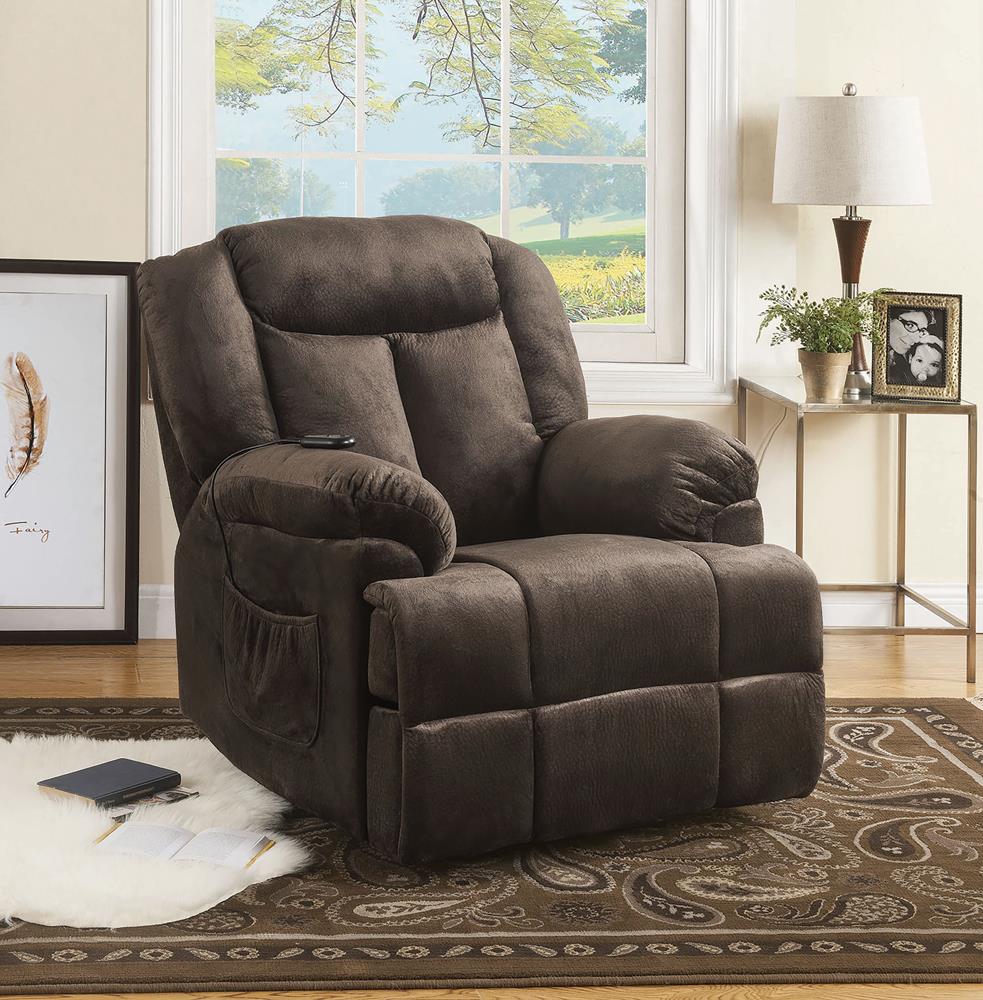 G600173 Casual Chocolate Velvet Power Lift Recliner - ATL FURNITURE