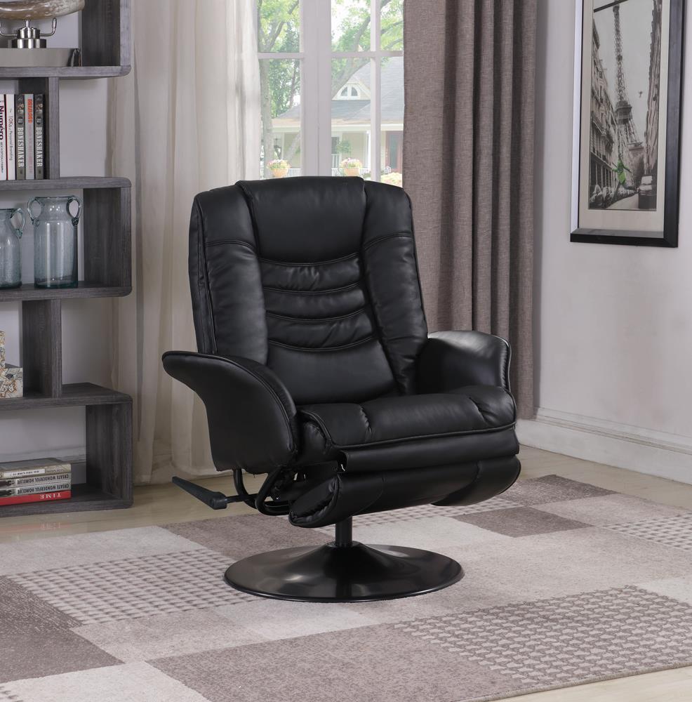 G600229 Casual Black Faux Leather Swivel Recliner - ATL FURNITURE