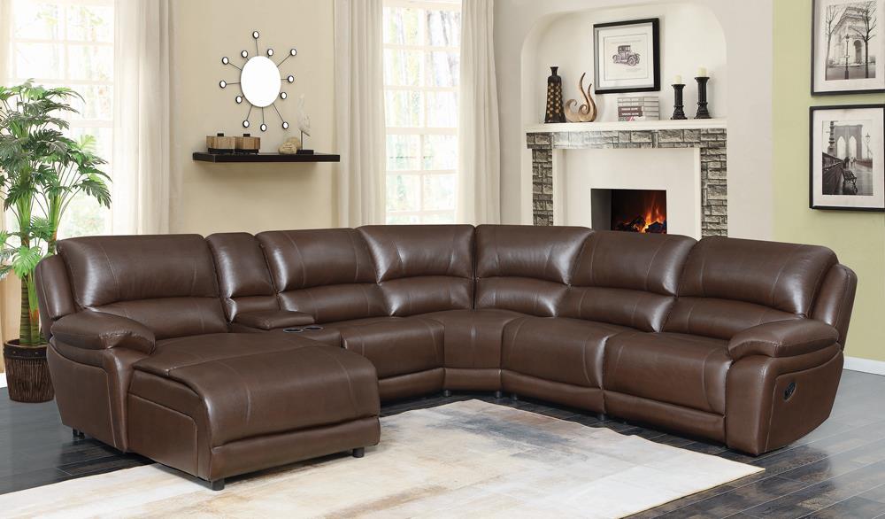 Mackenzie Casual Chestnut Motion Sectional - ATL FURNITURE