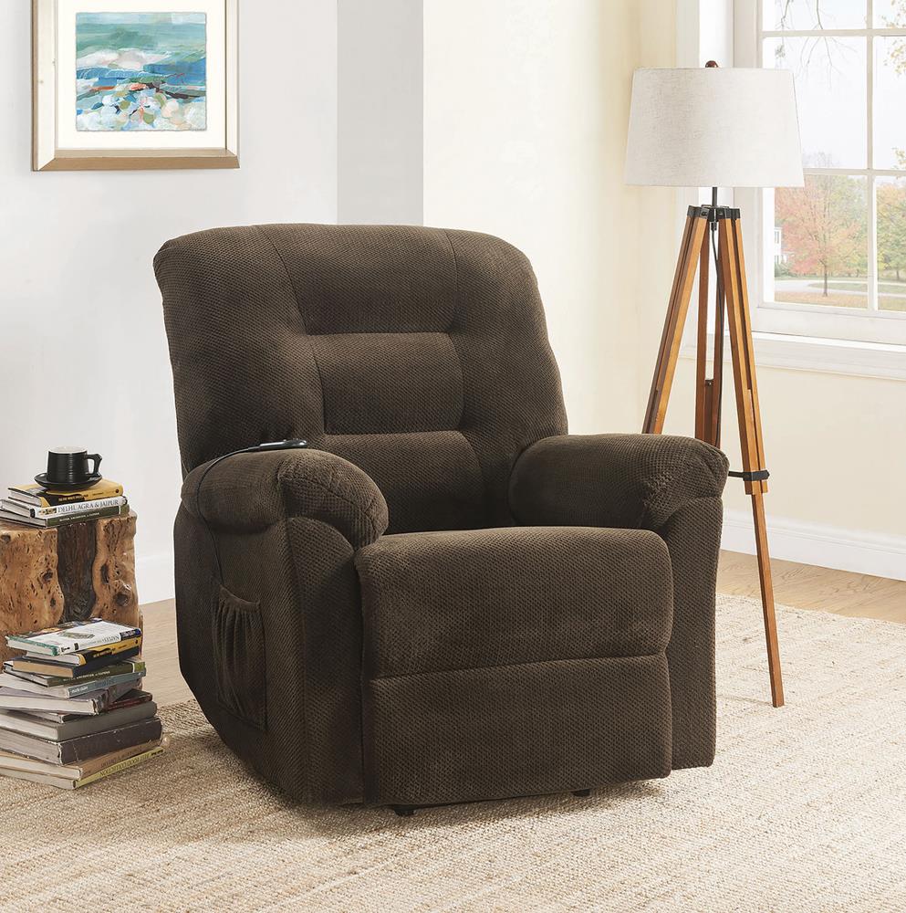 Chocolate Power Lift Recliner - ATL FURNITURE