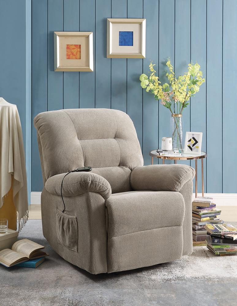 Taupe Power Lift Recliner - ATL FURNITURE