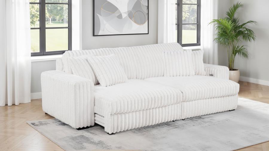 Jacana Corduroy Upholstered Dual Power Chaise Sofa Ivory