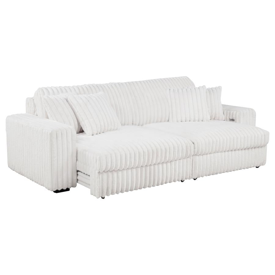 Jacana Corduroy Upholstered Dual Power Chaise Sofa Ivory