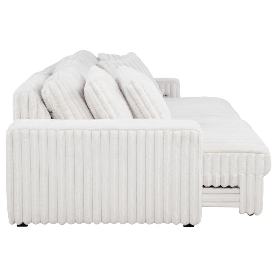 Jacana Corduroy Upholstered Dual Power Chaise Sofa Ivory