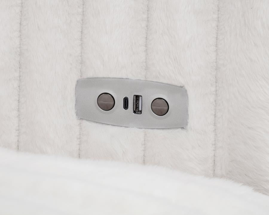 Jacana Corduroy Upholstered Dual Power Chaise Sofa Ivory