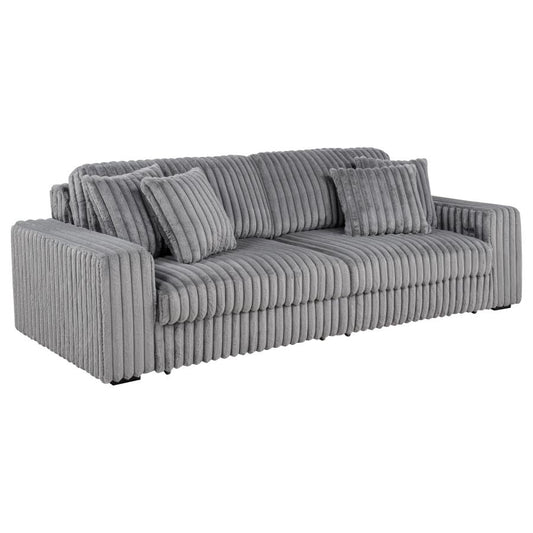 Jacana Corduroy Upholstered Dual Power Chaise Sofa Grey