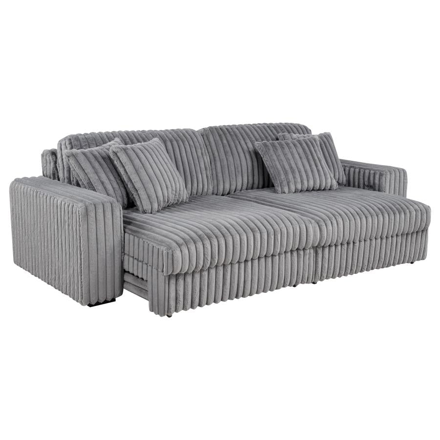 Jacana Corduroy Upholstered Dual Power Chaise Sofa Grey