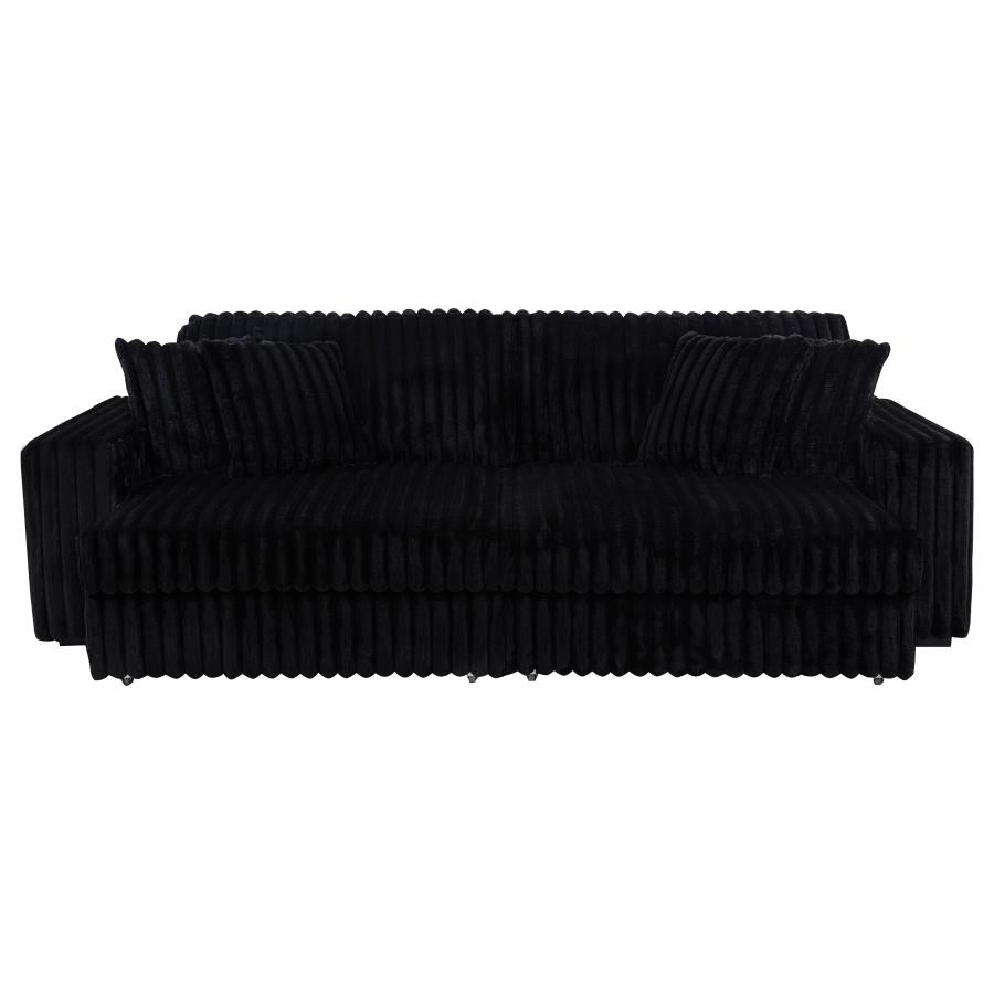 Jacana Corduroy Upholstered Dual Power Chaise Sofa Black