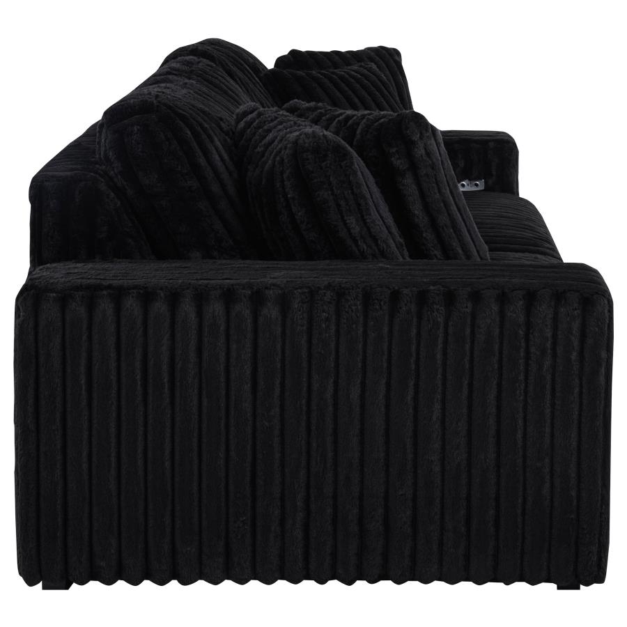 Jacana Corduroy Upholstered Dual Power Chaise Sofa Black