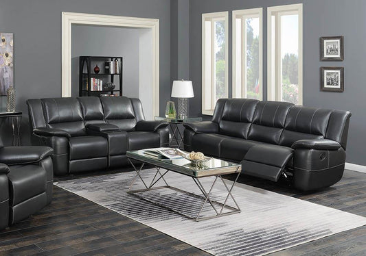 Lee Transitional Black Leather Reclining Two-Piece Living Room Set - ATL FURNITURE