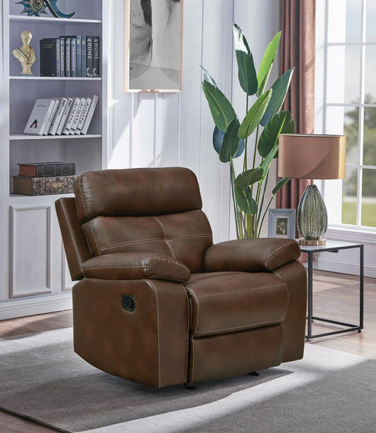 Damiano Brown Faux Leather Recliner - ATL FURNITURE