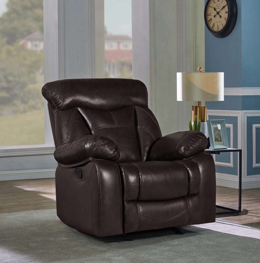 Zimmerman Casual Dark Brown Glider Recliner - ATL FURNITURE