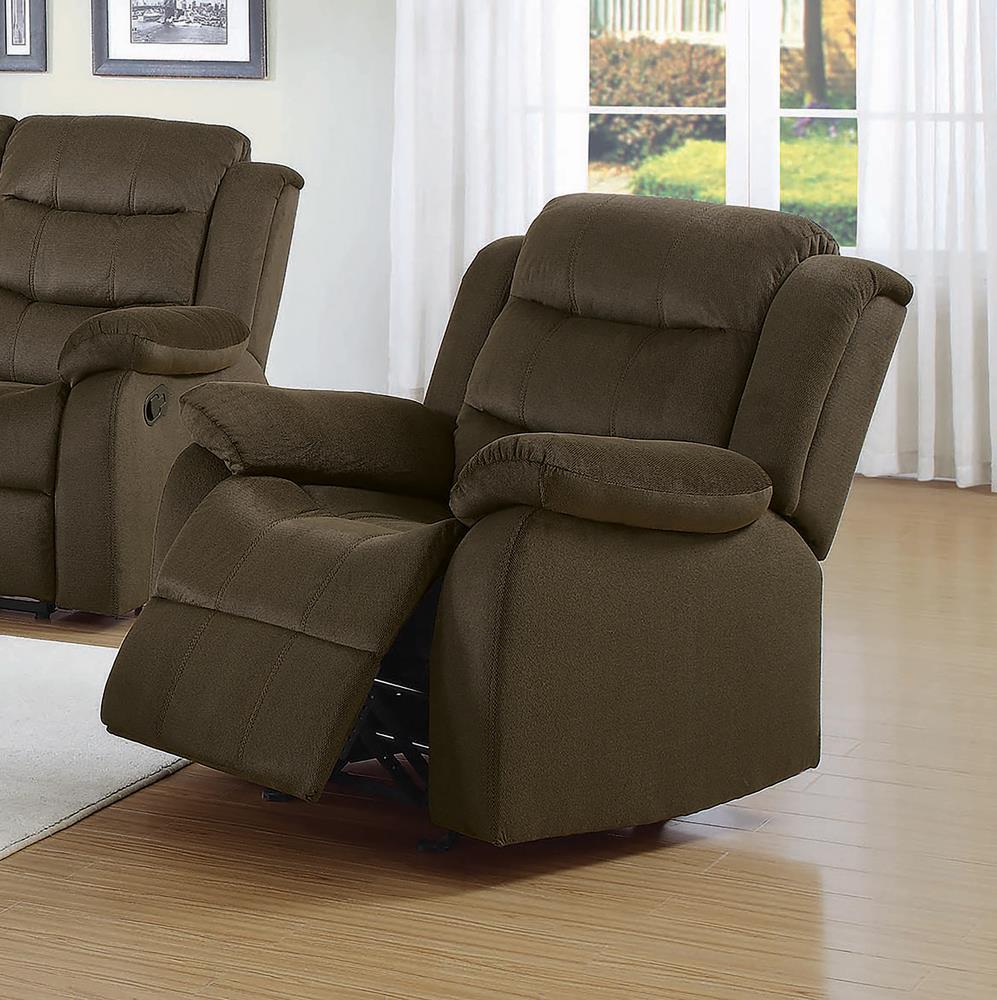 Rodman Casual Chocolate Glider Recliner - ATL FURNITURE