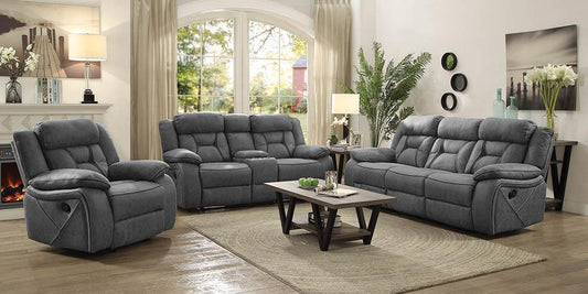 Houston Casual Stone Reclining Three-Piece Living Room Set - ATL FURNITURE