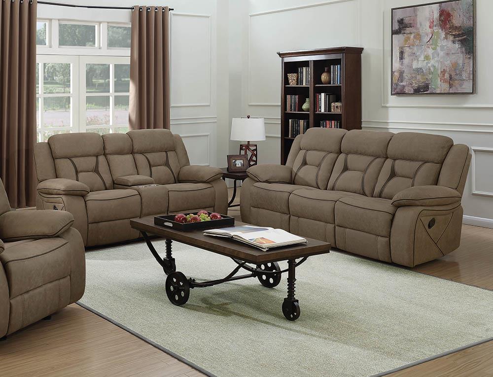 Houston Casual Tan Reclining Two-Piece Living Room Set - ATL FURNITURE