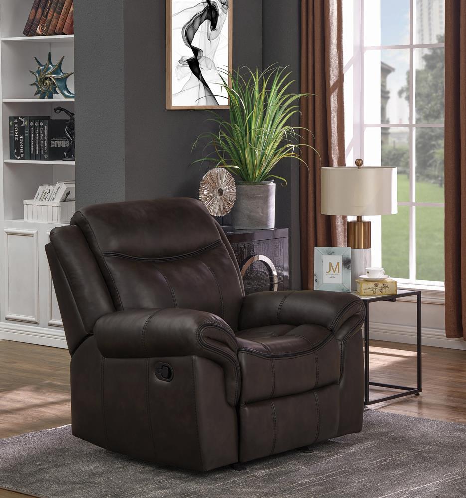 Sawyer Transitional Brown Glider Recliner - ATL FURNITURE