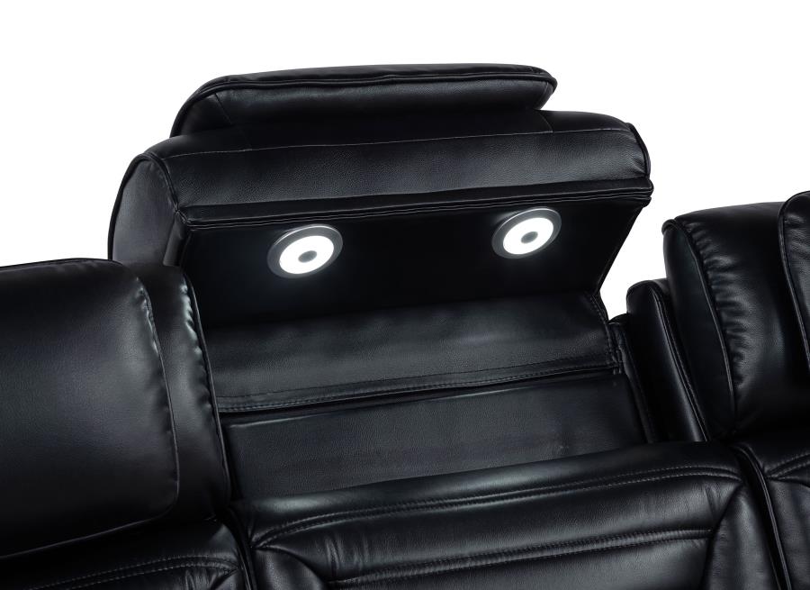 Zuma 2-Piece Faux Leather Dual Power Led Sofa Set Black