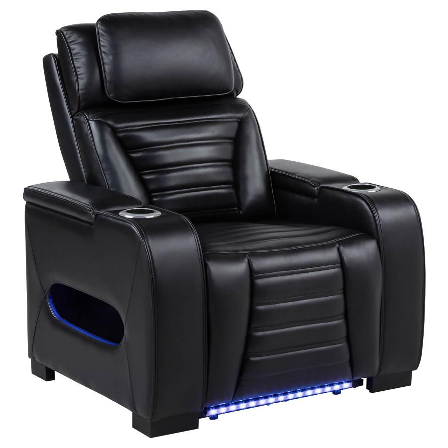 Zuma Faux Leather Upholstered Dual Power Led Recliner Black