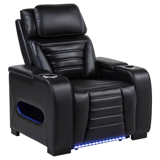 Zuma Faux Leather Upholstered Dual Power Led Recliner Black