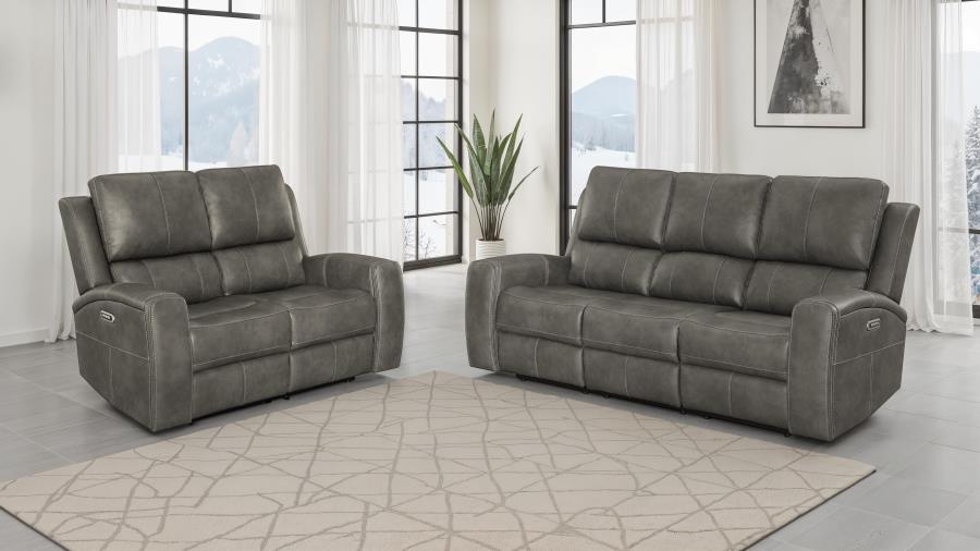 Brickston 2-Piece Triple Power Reclining Sofa Set Charcoal