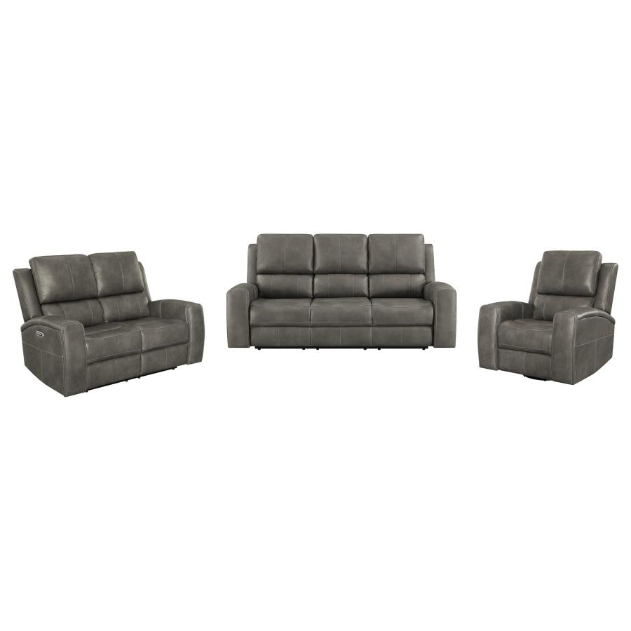 Brickston 3-Piece Triple Power Reclining Sofa Set Charcoal