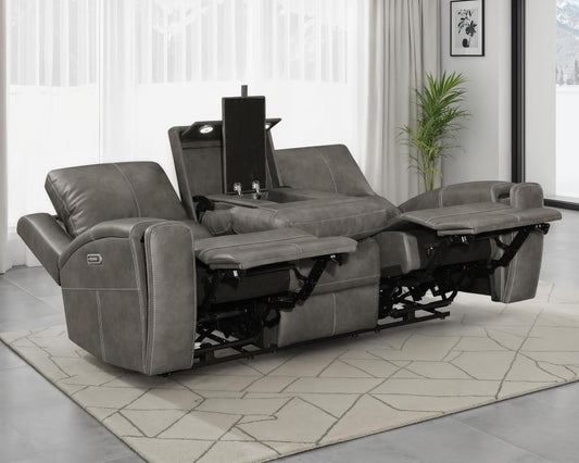 Brickston Triple Power Reclining Sofa Charcoal