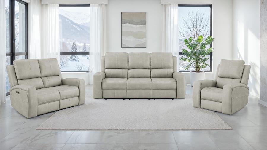 Brickston Triple Power Reclining Sofa Grey