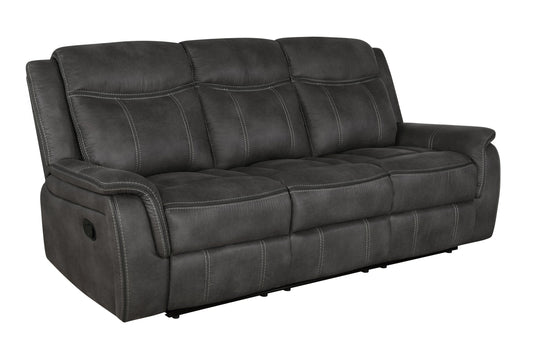 Lawrence 2-piece Upholstered Reclining Sofa Set Charcoal