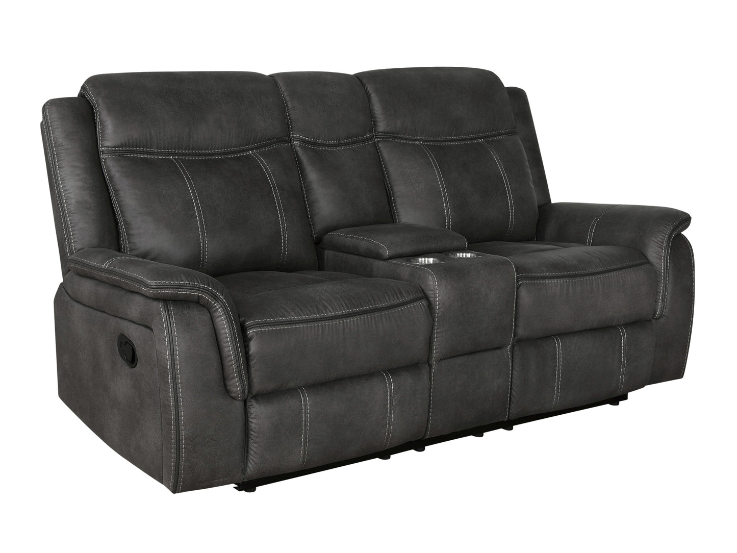 Lawrence Upholstered Padded Arm Reclining Sofa Charcoal