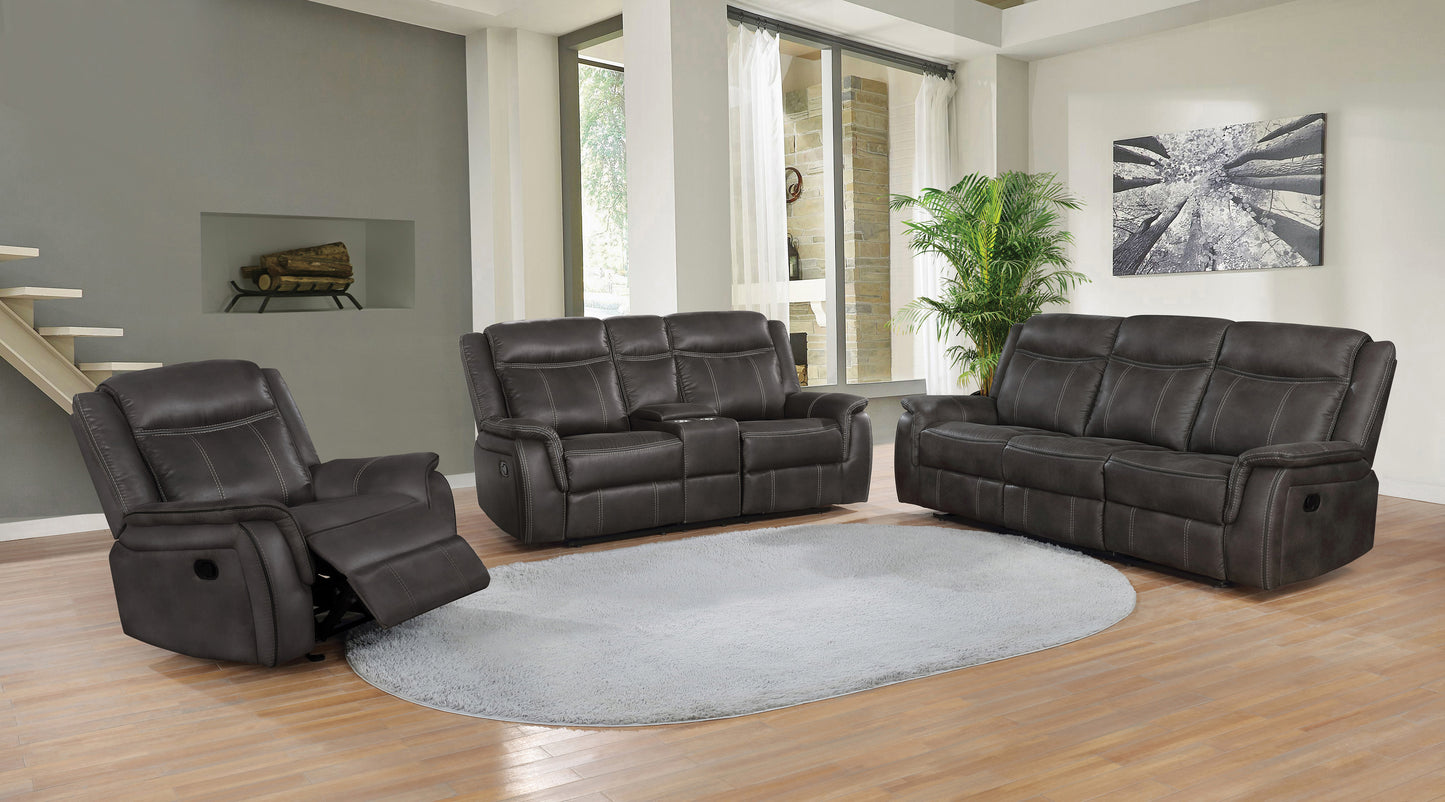 Lawrence 2-piece Upholstered Reclining Sofa Set Charcoal