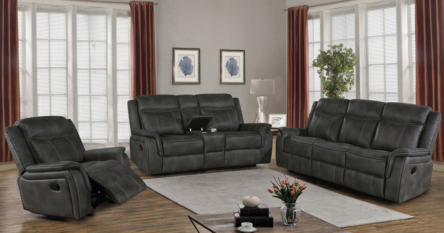 Lawrence 2-piece Upholstered Reclining Sofa Set Charcoal