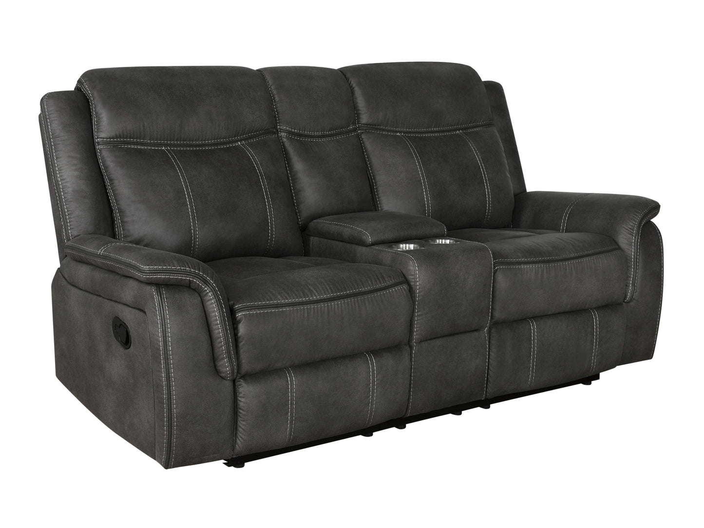 Lawrence Upholstered Padded Arm Reclining Sofa Charcoal