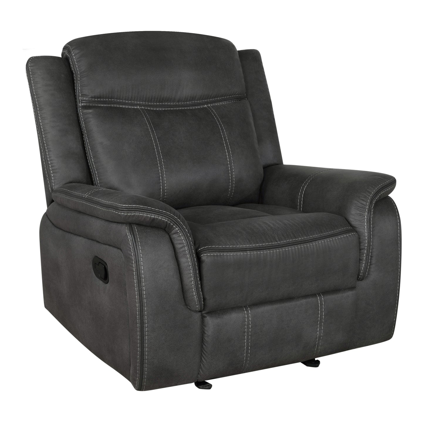 Lawrence Upholstered Padded Arm Reclining Sofa Charcoal